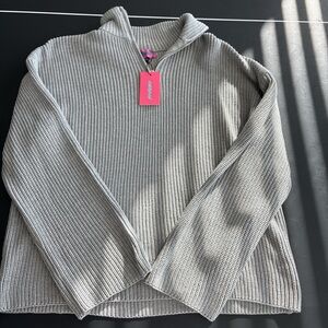 Edikted Gray Ribbed Cowl Neck Sweater